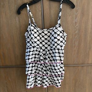 Black and White Fitted Camisole with Tiered Design